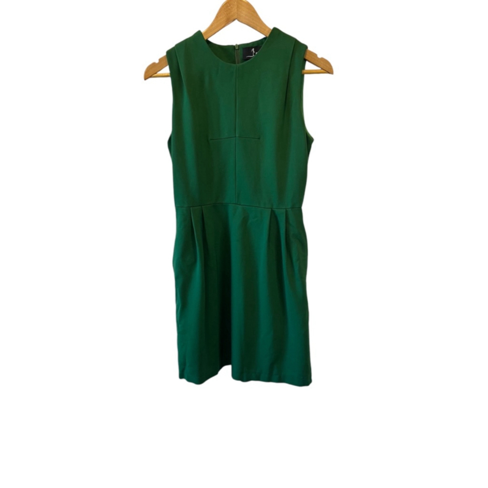 Green Sleeveless Stretch Knee Length Shift Dress M